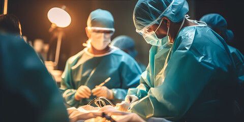 Healthcare worker in a surgical gown, surrounded by medical equipment and holding a medical tool, while a compassionate nurse in scrubs assists them