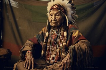Native American. Portrait of Indian old woman.