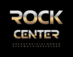 Vector premium Sign Rock Center. Modern Metallic Font. Artistic Alphabet Letters and Numbers