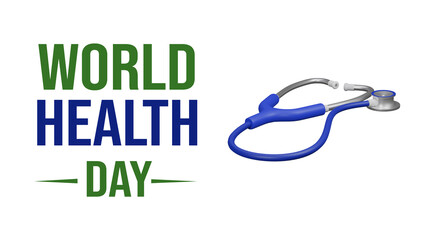 World Health Day. Global Health Awareness Concept. inside Stethoscope . Green typography Environment to Love and Care