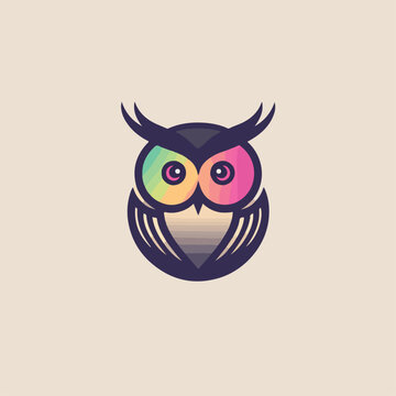 Owl - vector illustration. Icon, logo design in carton doodle style. 2d flat image.