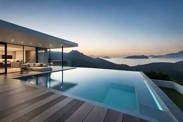 Fototapeta na wymiar luxury pool with a view