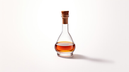 Bottle of amber color premium alcohol, isolated on white background. Ideal for mock-up of whisky, brandy, cognac or rum design.