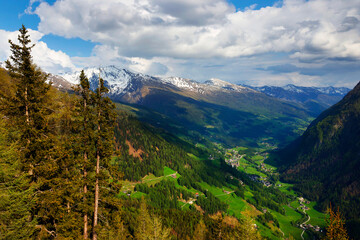 Fototapeta na wymiar Late spring Alps mountain view from Grossglockner High Alpine Road, Austria, Europe