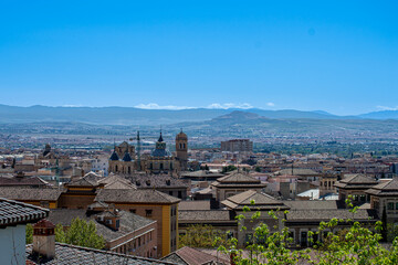 Panoramic view of city center in Granada, Spain on April 5, 2023