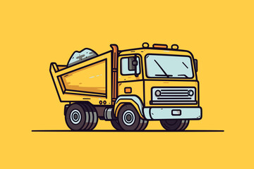 Fototapeta Doodle inspired Dump truck, cartoon sticker, sketch, vector, Illustration obraz