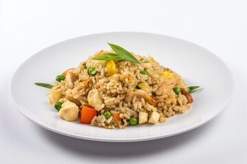 Fried Rice with Chicken Meat, Diced Tofu, Fried Vegetable Rice, Abstract Generative AI Illustration
