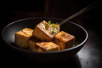 Stir Fried Tofu, Healthy Vegan Chinese Food, Fry Tofu, Abstract Generative AI Illustration