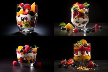 Fruit Oat Porridge, Healthy Morning Food, Bircher Muesli, Abstract Generative AI Illustration