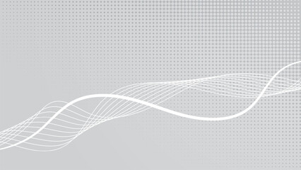 White wave line pattern abstract background with halftone. Cover. Technology wallpaper. Vector illustration