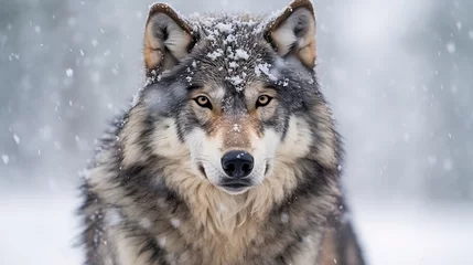 Deurstickers wolf in snow © Renato