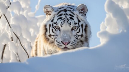 white tiger in snow
