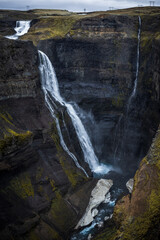 Famous Haifoss waterfall in southern Iceland.