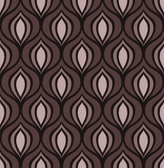 DARK BROWN VECTOR SEAMLESS BACKGROUND WITH BEIGE AND BROWN ABSTRACT ART DECO FIGURES