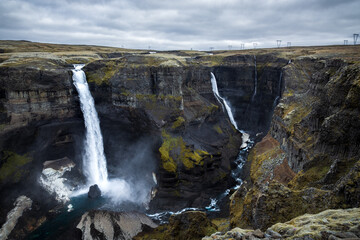 Famous Haifoss waterfall in southern Iceland.