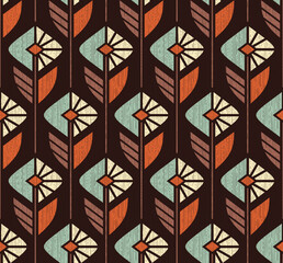 BROWN VECTOR SEAMLESS BACKGROUND WITH GEOMETRIC MINT BEIGE COLORS IN ART DECO STYLE