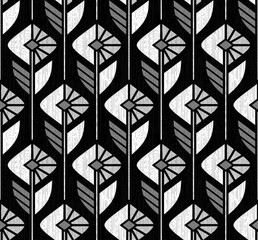 BLACK VECTOR SEAMLESS BACKGROUND WITH GEOMETRIC WHITE AND GRAY COLORS IN ART DECO STYLE