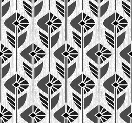 WHITE VECTOR SEAMLESS BACKGROUND WITH GEOMETRIC BLACK AND GRAY COLORS IN ART DECO STYLE