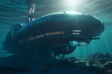 alien ship under the sea ultra realistic, Generative AI