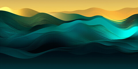 An abstract minimalistic painting of hills in the sunset Generative Ai