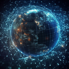 Obraz premium Global business network, digital technology, data exchange concept. Business Intelligence and cloud computing, digital marketing, data processing and blockchain technology