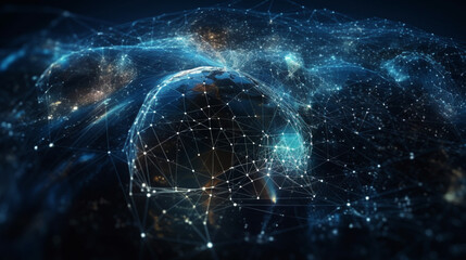 Global business network, digital technology, data exchange concept. Business Intelligence and cloud computing, digital marketing, data processing and blockchain technology