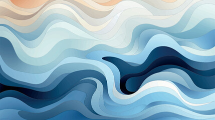 Abstract design. Creativity blue waves background, vector illustration. Marine seamless pattern with stylized blue waves on a light background. Abstract water wave design.