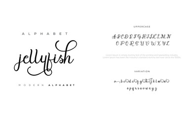 Jellyfish Abstract Fashion font alphabet. Minimal modern urban fonts for logo, brand etc. Typography typeface uppercase lowercase and number. vector illustration.