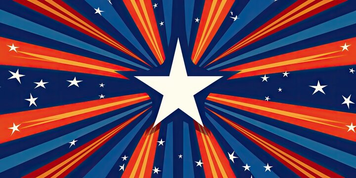 large star on a stylized american flag background Generative AI