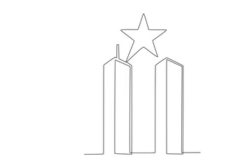 WTC Tower and stars on it. 911 one-line drawing