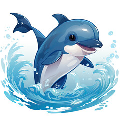 Obraz premium little dolphin character, children's book illustration style generative ai