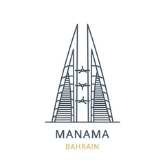 Vector icon of the city landmark of MANAMA in the country of BAHRAIN. Linear illustration of the famous landmark on a white background. Cityscape icons of the famous, modern city symbol. 