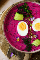 Lithuanian cold borsch, a traditional  cold soup .