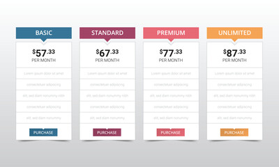 Price Tables template design Layout