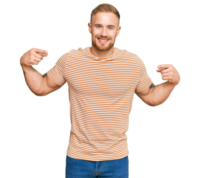 Young irish man wearing casual clothes looking confident with smile on face, pointing oneself with fingers proud and happy.
