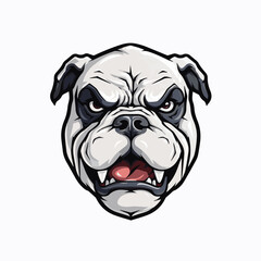White Bulldog Mascot Logo, Bulldog Logo design for Esports Team Badge, White English Bulldog Mascot design, Bulldog Emblem Design, Bull Dog Vector illustration isolated on background, Sports Logo