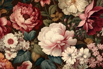 Obraz na płótnie Canvas Beautiful fantasy vintage wallpaper botanical flower background.