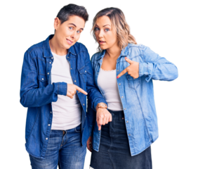 Couple of women wearing casual clothes in hurry pointing to watch time, impatience, upset and angry for deadline delay