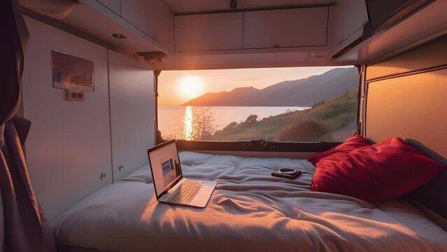 rest, work and travel in a camper