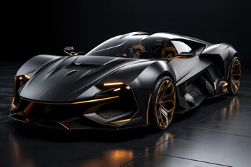 Futuristic concept car on a black background, expensive exclusive sports auto, AI Generated © staras