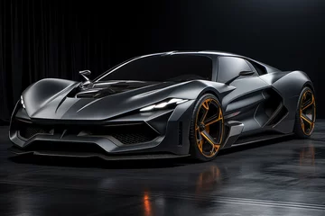 Futuristic concept car on a black background, expensive exclusive sports auto, AI Generated © staras