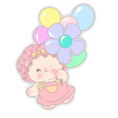 Obraz na płótnie Canvas cute cartoon holding balloons cute beautiful colorful clear cheerful childhood hand drawn seamless