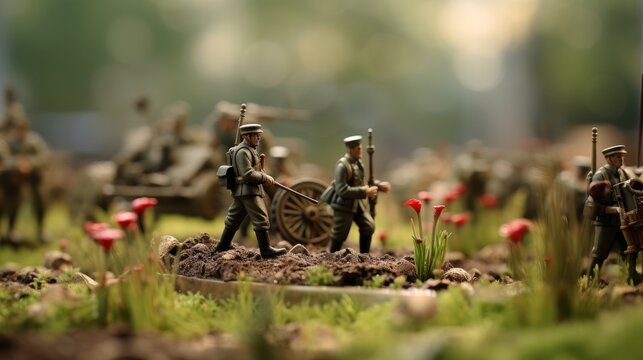 Toy soldiers on the battlefield