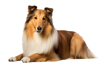Rough Collie, isolated, white background, generative ai