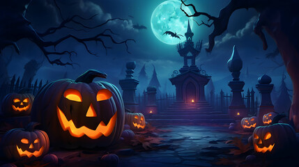 Fototapeta na wymiar Halloween spooky night background. AI generated image
