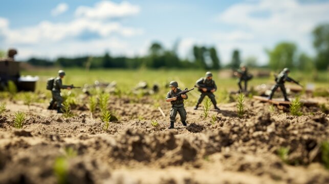 Toy soldiers on the battlefield