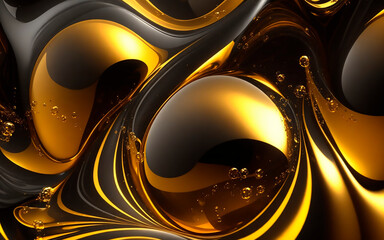 Abstract with waves and balls black with a golden sheen and tint background for jewelers