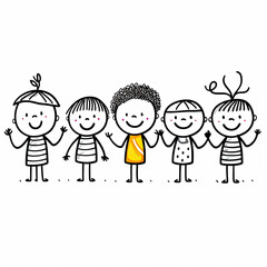 Fototapeta premium coloring page cute Stick Figures