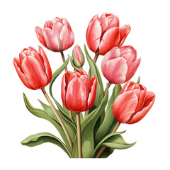 Fototapeta premium PNG flower tulips isolated transparent background, generative ai