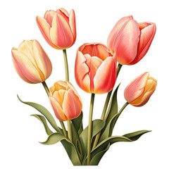PNG flower tulips isolated transparent background, generative ai